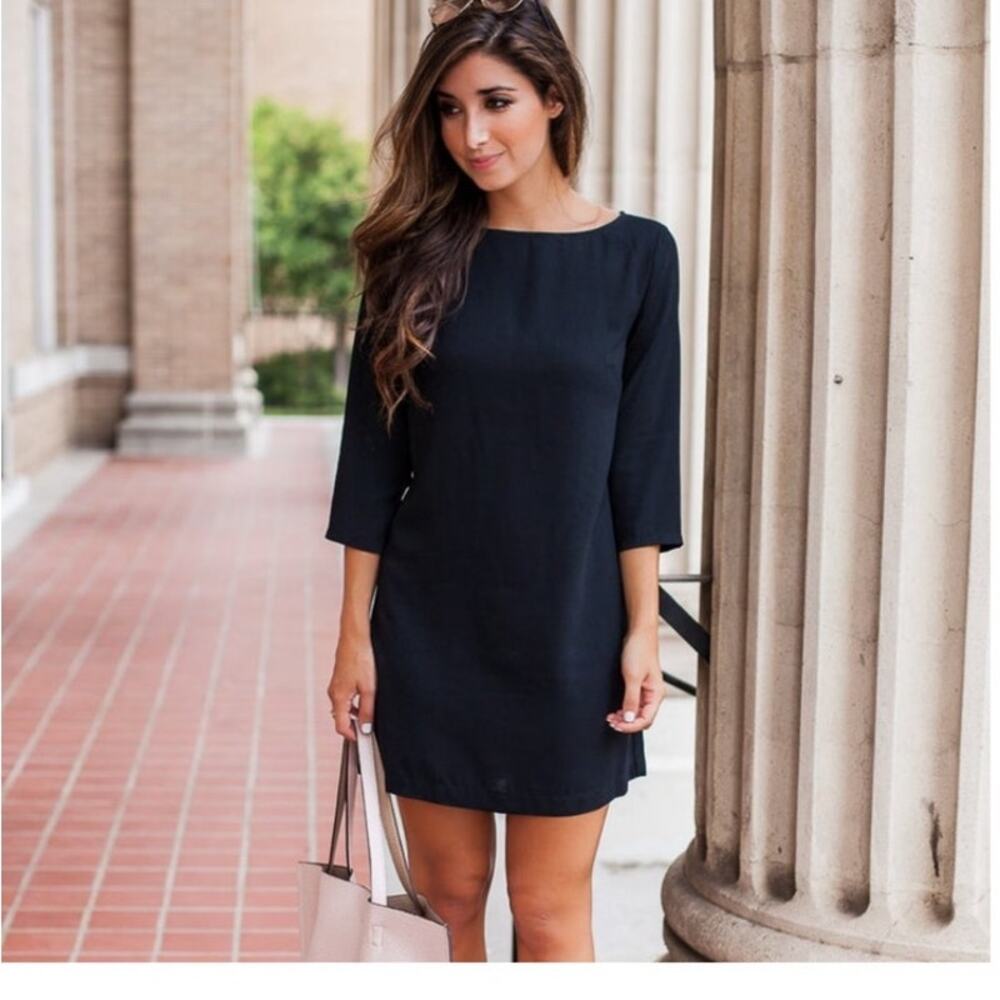 Leith Black Shift Dress with Open Back size Small